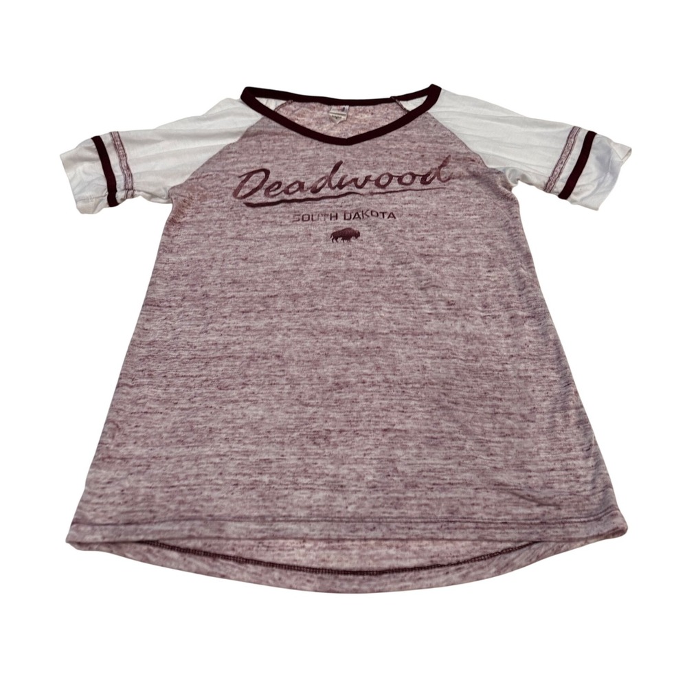 Prairie Mountain Deadwood South‎ Dakota Raglan T Shirt Women Medium Graphic Tee